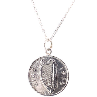 Tadgh Óg Solid Sterling Silver Grey Hound 6pence Irish Coin Pendant