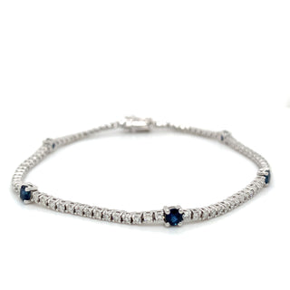 18ct White Gold Earth Grown Sapphire And Diamond Bracelet