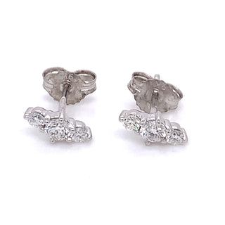 .9ct White Gold 0.40ct Earth Grown Diamond 3 Stone Stud Earrings