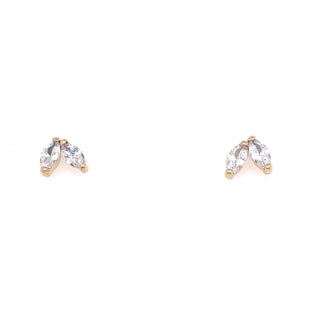 9ct Yellow Gold Marquise CZ Studs
