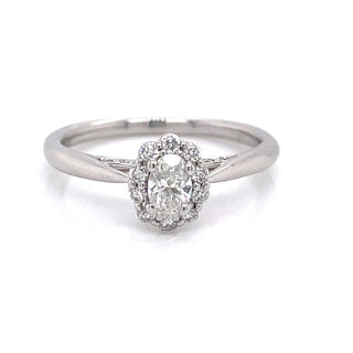 .50ct Oval Cluster Platinum Earth Grown Diamond Ring