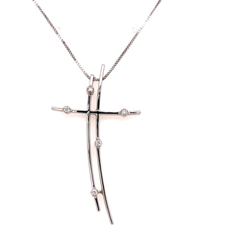 18ct White Gold & Earth Grown Diamond Cross
