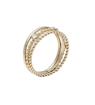 Fossil - Three Tier Gold Plated Ring