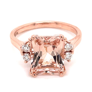 9ct Rose Gold 3.10ct Earth Grown Morganite with Side Diamond Setting