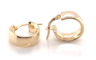 9ct Yellow Gold 6mm Band 14mm Hoop Earring.