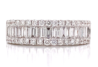 18ct White Gold 1.08ct Baguette And Diamond Band
