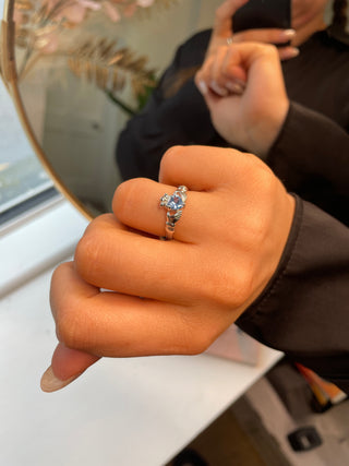 Sterling Silver March Birthstone Claddagh Ring