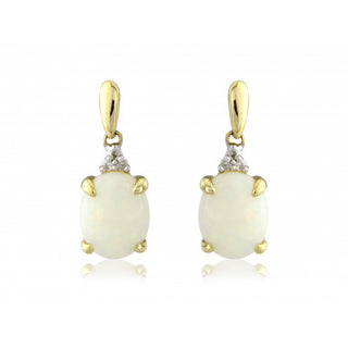 9ct Gold Diamond And Opal Drop earrings