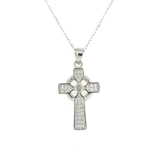 Sterling Silver Cz Celtic Cross Pendant
