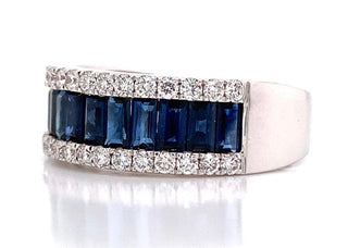 18ct White Gold Earth Grown Sapphire And Diamond Band