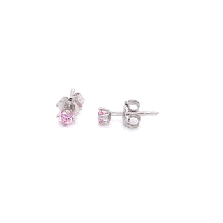 Sterling Silver Pink Cz Stud Earrings