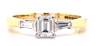 Allison - 18ct Yellow Gold Emerald Cut Three Stone Earth Grown Diamond Engagement Ring