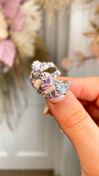 Sterling Silver June Birthstone Claddagh Ring