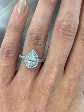 Beth - Platinum Double Halo Pear Earth Grown Diamond Engagement Ring