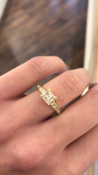 Amy - 18ct Yellow Gold Princess Cut Pave Shank Earth Grown Diamond Engagement Ring