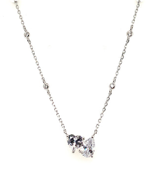 Sterling Silver CZ “Toi Et Moi” Drop Pendant