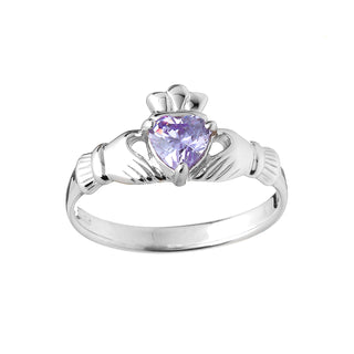 Sterling Silver June Birthstone Claddagh Ring
