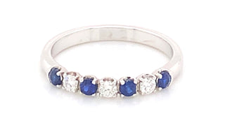 18ct White Gold Earth Grown 0.20ct Diamond And 0.25ct Sapphire Band