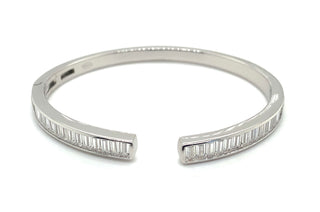 Sterling Silver Bangle With Baguette Cz
