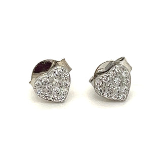 Sterling Silver Cz Heart Earrings