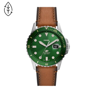 Fossil Nubuck Green Faced Gents Watch