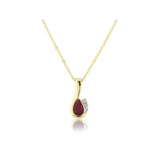9ct Gold Ruby And Diamond Curl Pendant