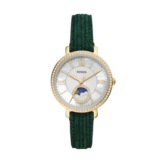 Fossil Ladies Jacqueline Day/Night Watch with Green Leather Strap
