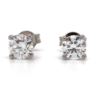 18ct White Gold 1.19ct Total Laboratory Grown Round Diamond Stud Earrings