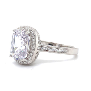 Sterling Silver Cushion Cut CZ Halo Ring