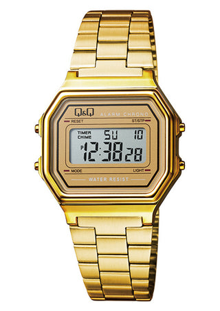 Q & Q Gents Gold Digital Bracelet Strap Watch