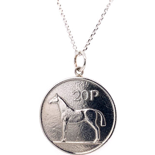 Tadgh Óg Solid Sterling Silver Horse 20p Irish Coin Pendant