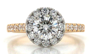 18ct Yellow Gold And Platinum Round Brilliant Halo Earth Grown Diamond Ring