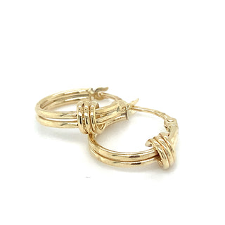 9ct Yellow Gold Double Love Knot Hoop