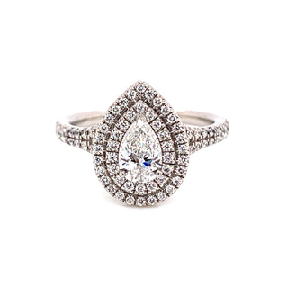 Beth - Platinum Double Halo Pear Earth Grown Diamond Engagement Ring