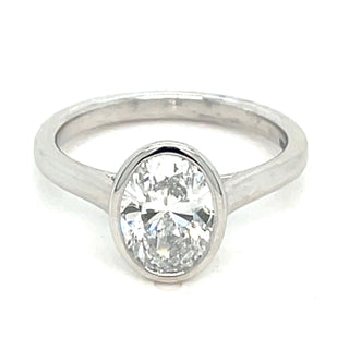 Sutton - Platinum Laboratory Grown Rubover 1.52ct - 1.54ct Oval Solitaire Diamond Ring