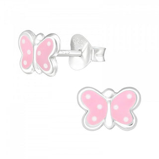 Children's Sterling Silver Pink Polka Dot Butterfly Earrings