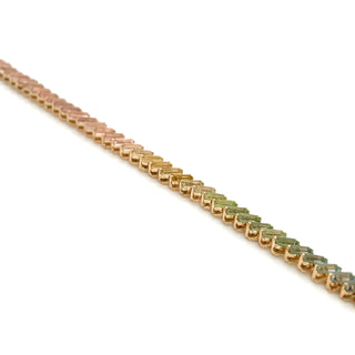 14ct Yellow Gold Earth Grown 7.33ct Rainbow Pastel Baguette Tourmaline Tennis Bracelet