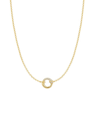 Ania Haie Gold Half Pavé & Polish Hoop Necklace