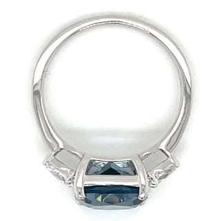 9ct White Gold Earth Grown 3.60ct London Blue Topaz And 0.31ct Laboratory Grown Diamond Ring