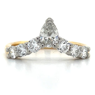 18ct Yellow Gold 0.78ct Laboratory Grown Diamond Round & Pear Crown Ring