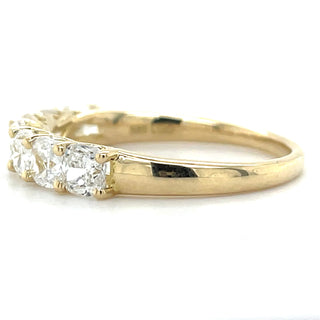 14ct Yellow Gold 1.46ct Cushion Cut Laboratory Grown Seven Stone Diamond Ring