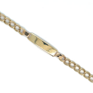Vintage 9ct Yellow Gold Double Link Curb ID Bracelet