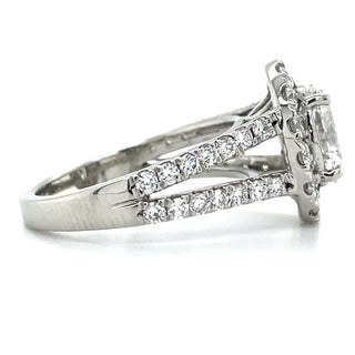 Freya - Platinum 2.20ct Oval Halo Laboratory Grown Diamond Engagement Ring With Diamond Set Split Shank Band