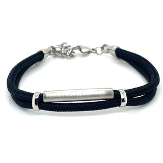 Gents Black Cotton And Stainless Steel Bracelet