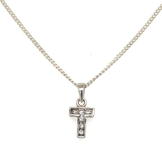 Sterling Silver Small Cz Initial Necklace