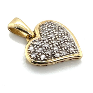 Vintage 9ct Yellow Gold Cz Heart Pendant