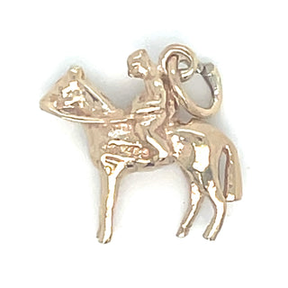 Vintage 9ct Yellow Gold Horse And Jockey Pendant