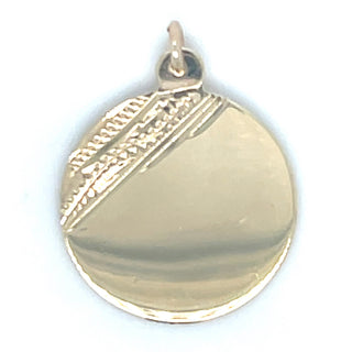 Vintage 9ct Yellow Gold Half Engraved Round Disc Pendant