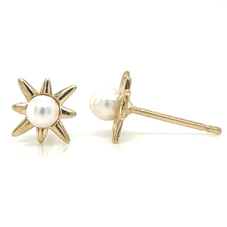 9ct Yellow Gold Star Earring With Pearl