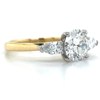 Bonnie - 18ct Yellow Gold 1.98ct Laboratory Grown Round and Pear Three Stone Diamond Engagement Ring